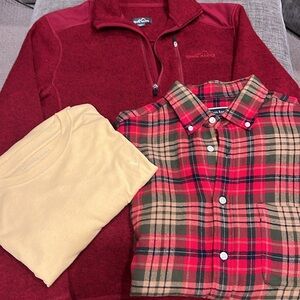 Men’s Fall Outfit : Fleece Medium; Super Soft T-shirt Lg and Med Plaid Flannel